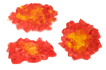 Sweet fruit jelly dessert isolated on a white background.