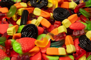 Assorted colorful gummy candies. Jelly  sweets.