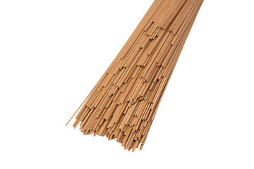 Buckwheat noodles isolated on a white background.