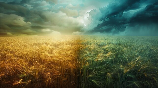 a scene showing wheat and tares together in a field