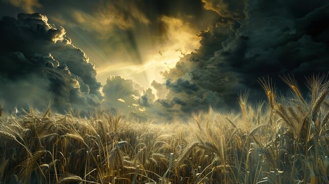 a scene showing wheat and tares together in a field