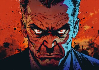Illustration of a mans face with a serious expression