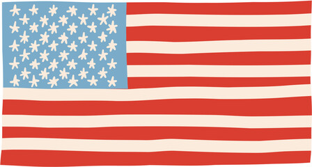 American USA flag doodle vector decorative elements. 4th of July, Independence Day of the USA © Anada77