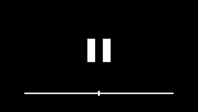 play button pause stop music video media player animated play button start pause stop and time bar green screen 4k looping