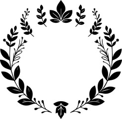 Minimal style wreath png.  Floral wreath png. Floral frame png. Transparent background