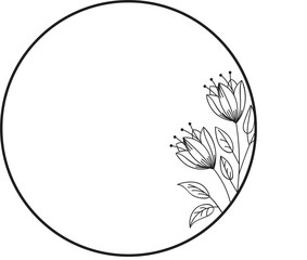 Minimal style wreath png.  Floral wreath png. Floral frame png. Transparent background