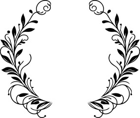 Minimal style wreath png.  Floral wreath png. Floral frame png. Transparent background