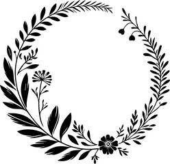 Minimal style wreath png.  Floral wreath png. Floral frame png. Transparent background