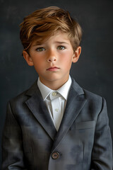 Portrait of the little boy in a black jacket