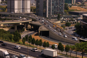 Beautiful cityscape, public place, city streets and roads in Turkey, on a summer day