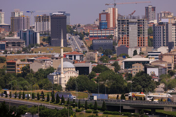 Obraz premium Beautiful cityscape, public place, city streets and roads in Turkey, on a summer day