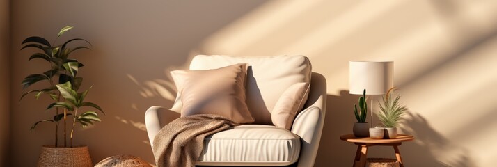 Sunlit Cozy Living Room with Neutral Tones