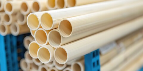 stack of white PVC pipes