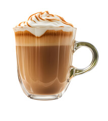Ai generative Caramel Macchiato coffee cup with the image file extension PNG.suitable for use as images in designs.