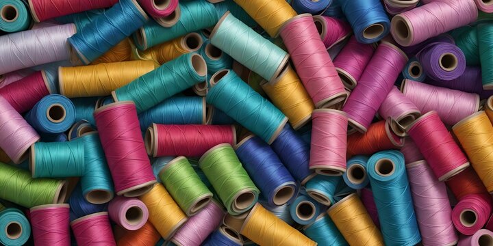 wallpaper representing a pattern with spools of multicolor thread for sewing machine