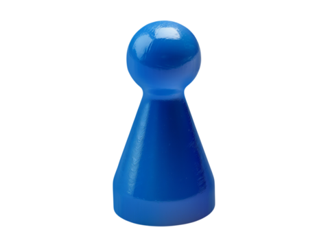 Blue board game counter isolated on transparent background