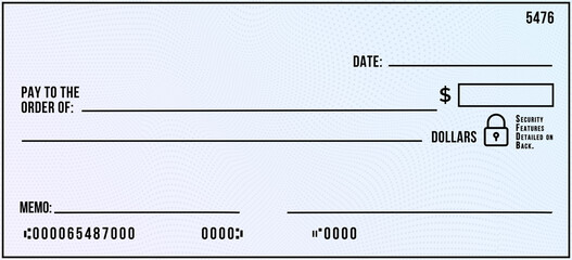 Bank check. Blank Check with Open Space for Your Text