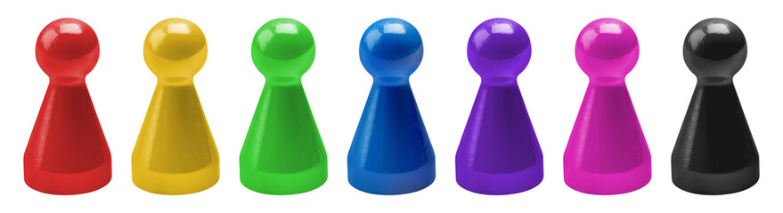 Set of board game counters isolated on transparent background