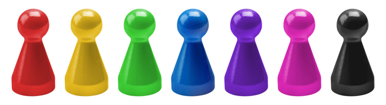 Set of board game counters isolated on transparent background