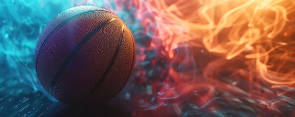 Fototapeta premium a basketball with fire effects. basketball sport concept with a fiery ball