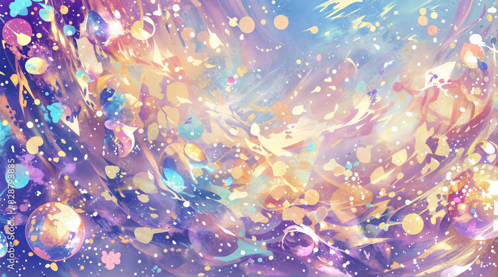 Poster abstract sparkling background with sparkles, glowing lights, circles with blue tones. bokeh effect. 