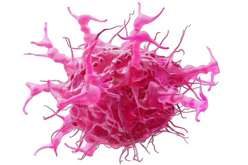 Fototapeta premium Abstract pink cell with intricate structure, resembling a biological organism. Suitable for science, medical, or abstract backgrounds.