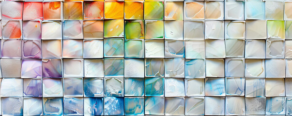 Colorful abstract glass tile wall