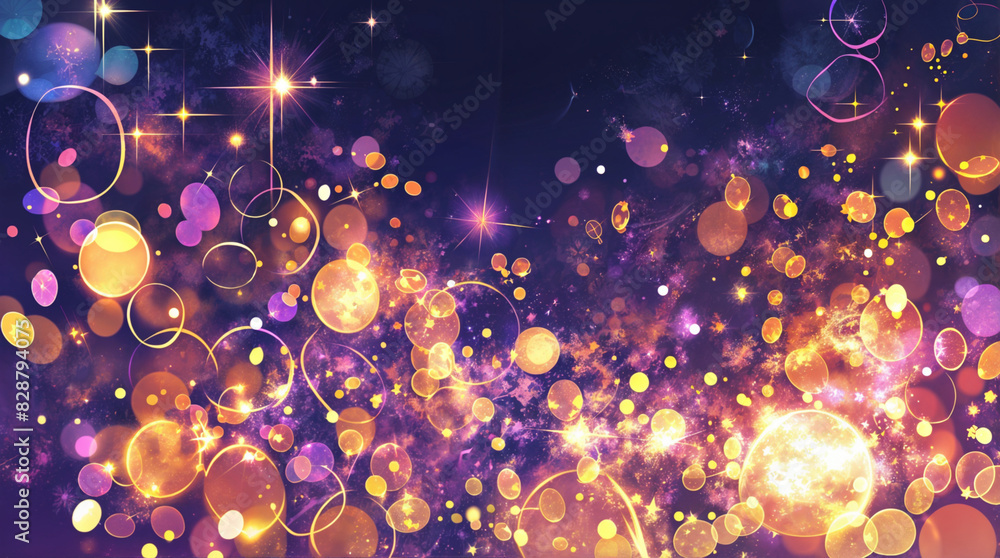 Poster abstract dark background with sparkles, glowing lights, circles. bokeh effect. graphic resource with