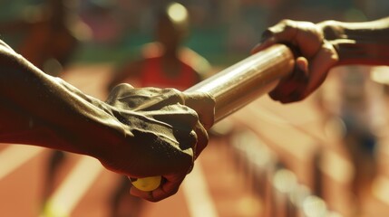Relay Race Baton Handoff at the Olympics: Athlete Teamwork and Precision