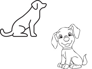 dog black line vector images bundle