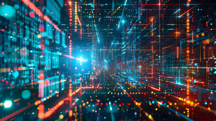 Virtual Space series. 3D illustration of translucent 3D data cloud structure in perspective for subject of information technology, computers and communications