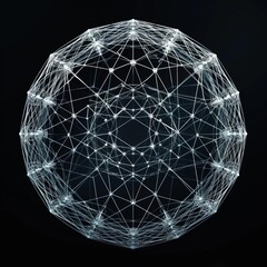 illustration 3D Model Abstract minimal icon made of interconnected circular line segments