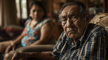 Obraz premium Senior couple arguing on sofa about divorce, breakdown, and separation at home. Anger, melancholy, and poisonous old man with woman on couch after dispute, catastrophe, or marriage