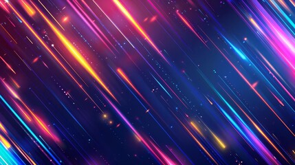 Obraz premium abstract dark blue background with colorful neon light streaks and beams futuristic technology seamless pattern