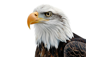 Fototapeta premium American eagle, isolated on solid white background, PNG di-cut style, realistic photo style, object as model