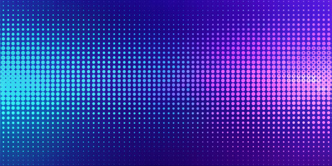 Background of the image is a vivid gradient from blue to purple,punctuated by a matrix of dots that go from tightly packed to sparser from top to bottom.The dot matrix creates a sense of movement.AI 