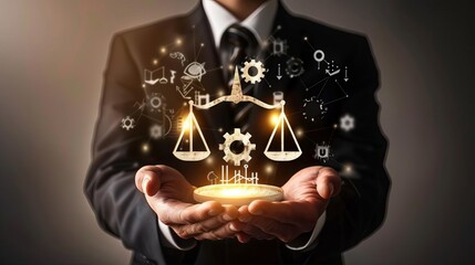 business ethics and compliance concept with integrity and morality symbols