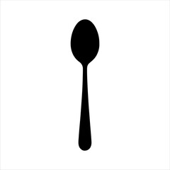 Black spoon silhouette isolated on white background. Spoon icon vector illustration design. 