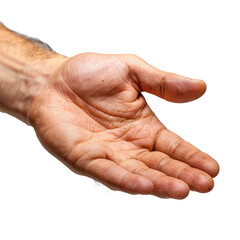 Helping hand. Man extending arm to give or ask On isolated transparent PNG background