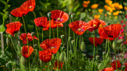 Obraz premium Red papaver flower in garden
