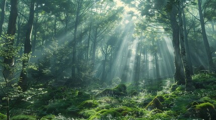 Fototapeta premium Majestic Forest: Capture the serene beauty of an ancient forest