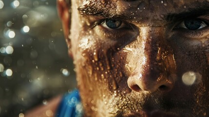 Determined Rower's Intense Focus and Sweat Highlights the Grit and Dedication in Sports Photography