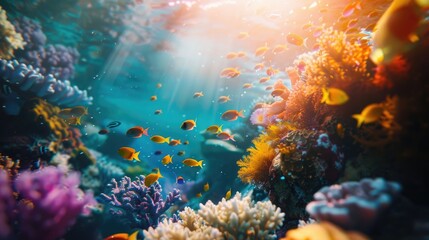 Vibrant image showcasing marine creatures in their unique environment