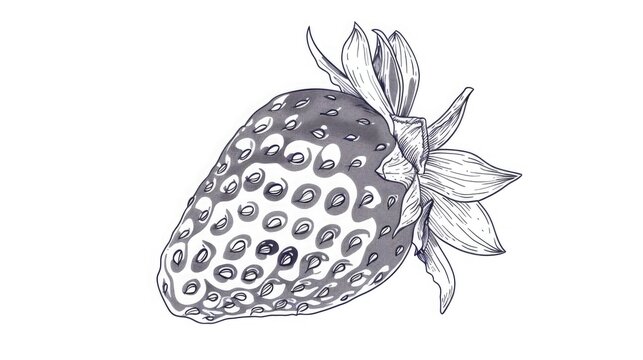 recommend clip art: Intricately drawn line art of a luscious strawberry dipped in rich dark chocolate, promising a burst of sweetness with every bite.