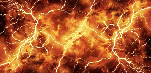 A black background with orange flashes of lightning or electricity