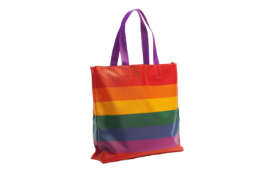 Pride tote bag, isolated on solid white background, PNG di-cut style, realistic photo style, object as model