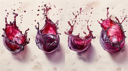 Delicious red wine splash isolated on a transparent background. 