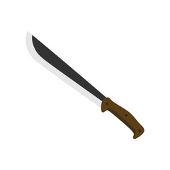 latin machete flat design illustration isolated on white background. cutlass, a large curved knife with a broad blade, vector illustration.