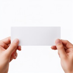 Fototapeta premium hand holding blank white card isolated on white background