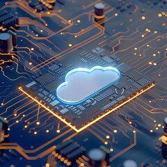 Cloud Computing Technology Concept on a Circuit Board
